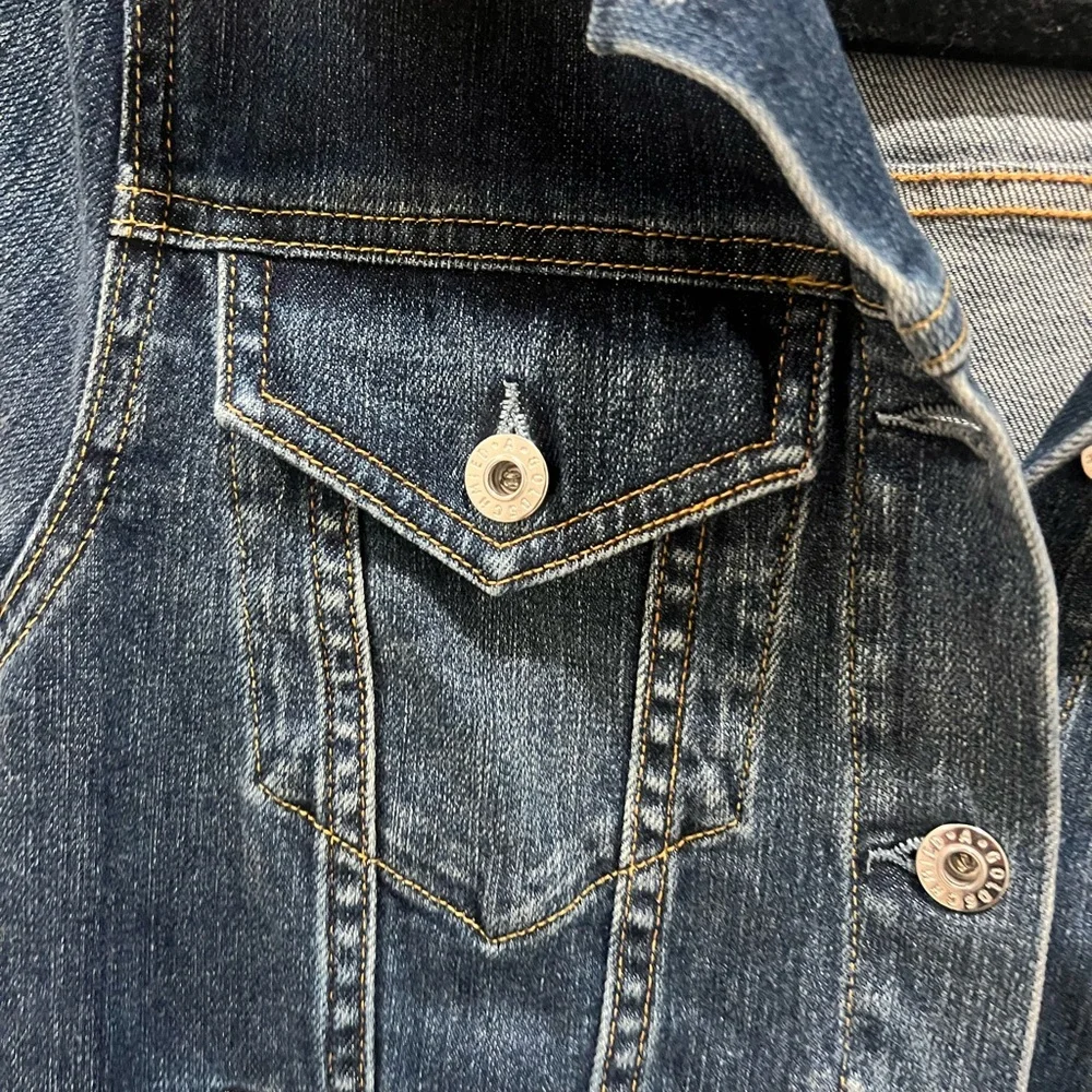 AG Adriano Goldschmied Dark Blue Shearling Jean Jacket. Small. - Picture 5 of 8